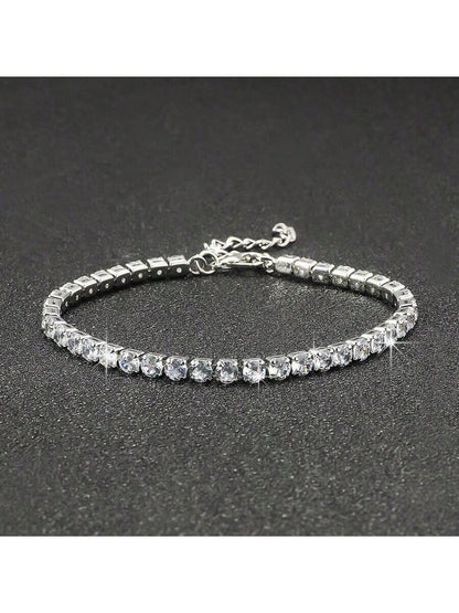 2pcs/Set Men's Simple Hip Hop Rhinestone Bracelet