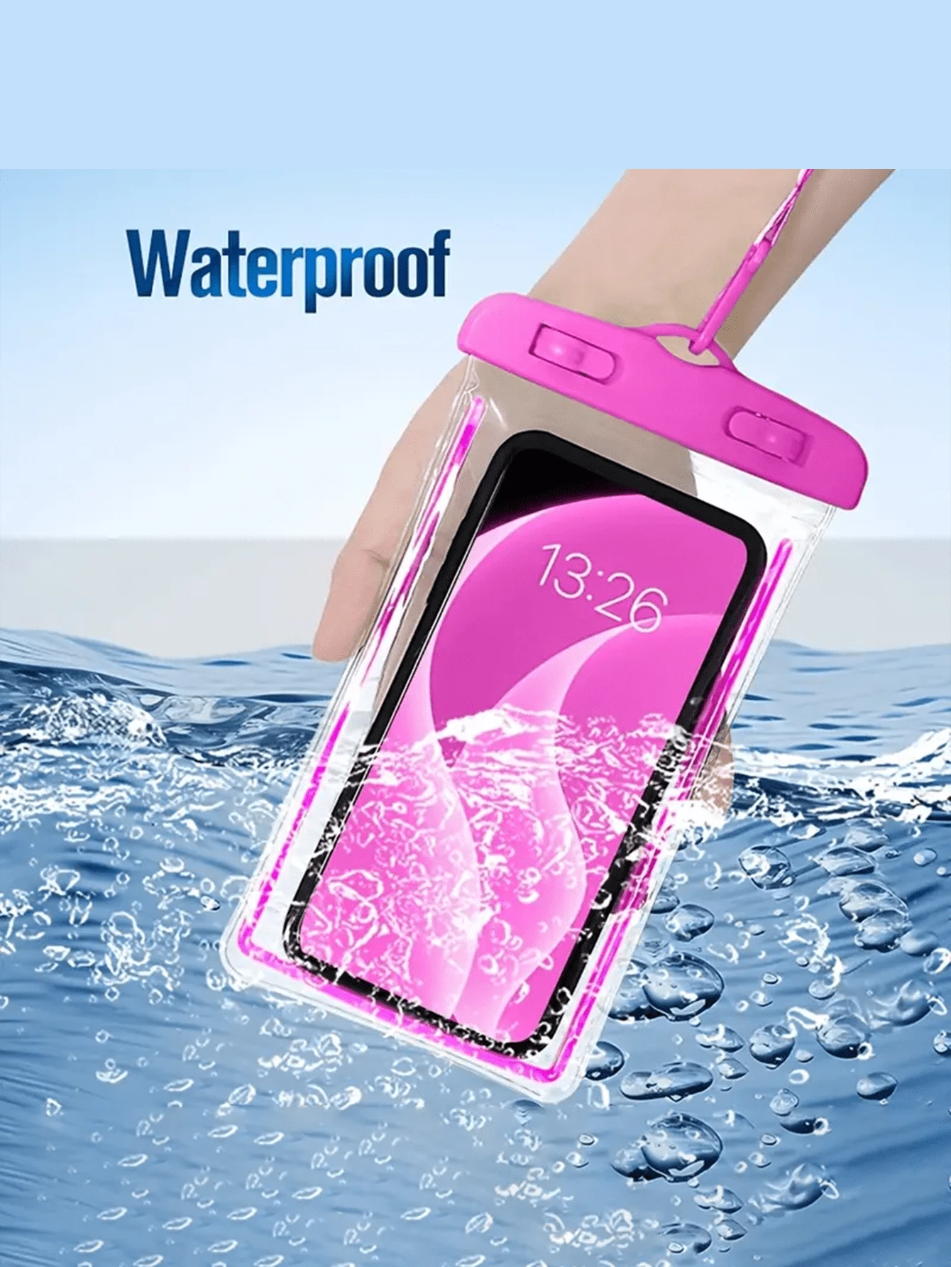 2pcs/Set Waterproof Luminous Touch Screen Phone Pouch, Suitable For Swimming, Beach, Diving, Photography, Rafting, Transparent Waterproof Phone Case