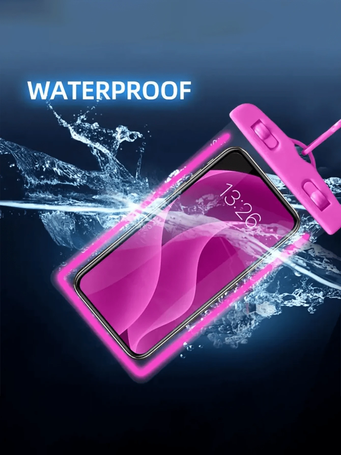 2pcs/Set Waterproof Luminous Touch Screen Phone Pouch, Suitable For Swimming, Beach, Diving, Photography, Rafting, Transparent Waterproof Phone Case