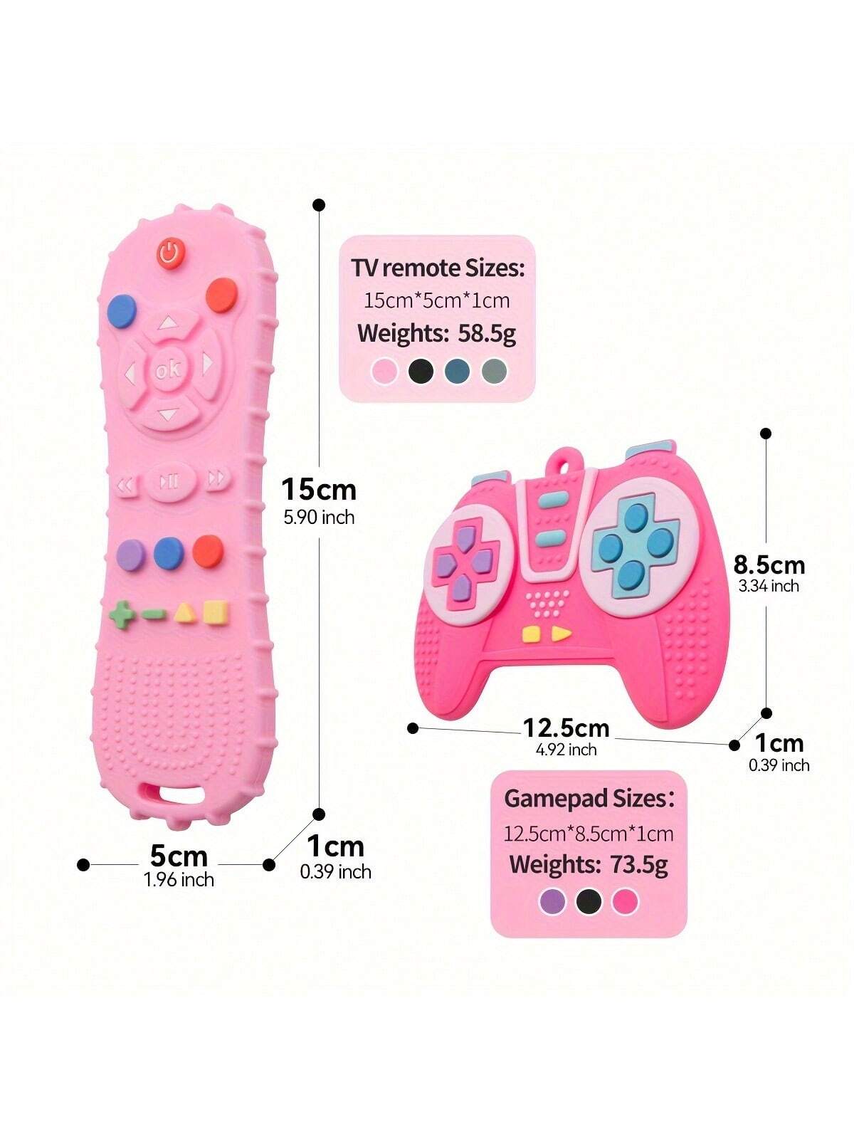 2pcs Silicone Game Controller Shaped Teething Toys, Educational Chew Toys, Teething Stick Chew Toy, Perfect Sensory Chewing Toy For 6-12 Months Babies, Stimulate Baby's Curiosity, Best Gift For Baby