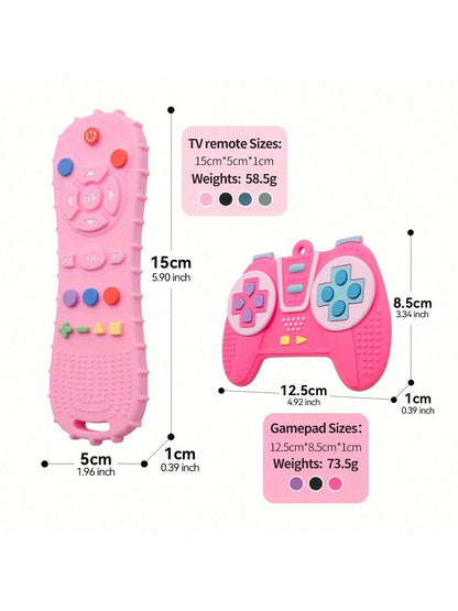 2pcs Silicone Game Controller Shaped Teething Toys, Educational Chew Toys, Teething Stick Chew Toy, Perfect Sensory Chewing Toy For 6-12 Months Babies, Stimulate Baby's Curiosity, Best Gift For Baby