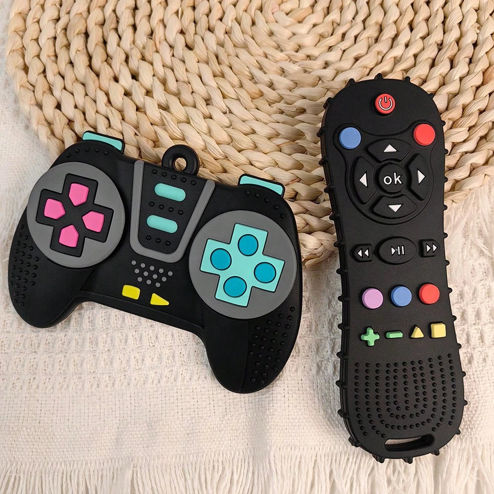 2pcs Silicone Game Controller Shaped Teething Toys, Educational Chew Toys, Teething Stick Chew Toy, Perfect Sensory Chewing Toy For 6-12 Months Babies, Stimulate Baby's Curiosity, Best Gift For Baby