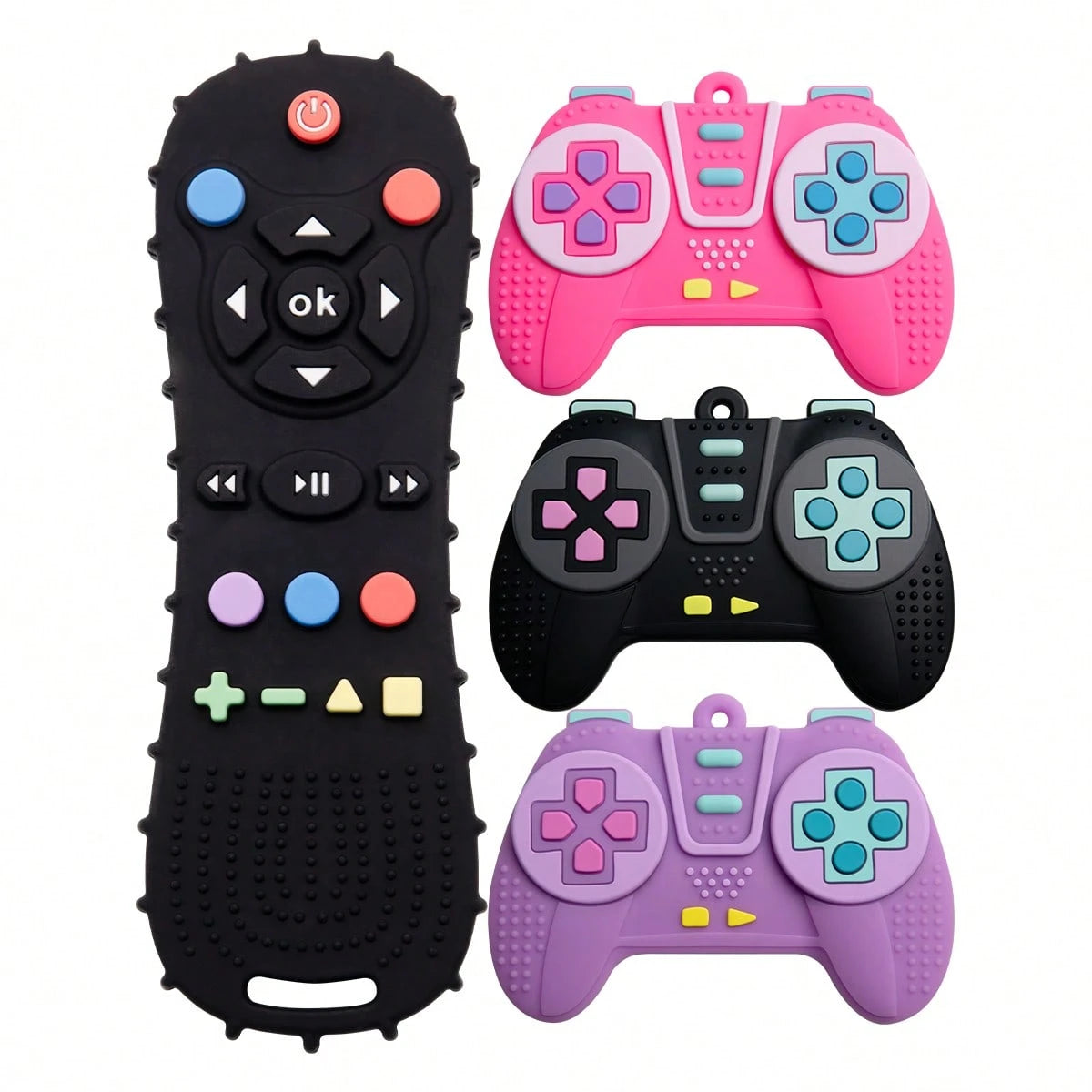 2pcs Silicone Game Controller Shaped Teething Toys, Educational Chew Toys, Teething Stick Chew Toy, Perfect Sensory Chewing Toy For 6-12 Months Babies, Stimulate Baby's Curiosity, Best Gift For Baby