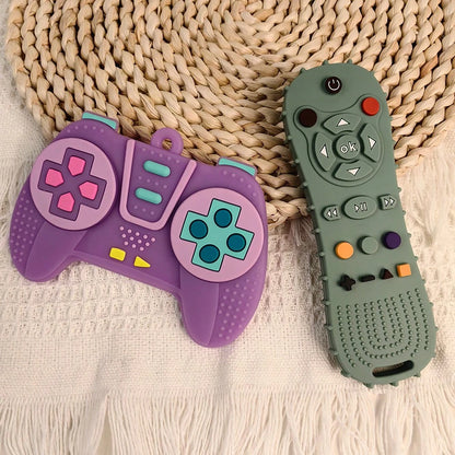 2pcs Silicone Game Controller Shaped Teething Toys, Educational Chew Toys, Teething Stick Chew Toy, Perfect Sensory Chewing Toy For 6-12 Months Babies, Stimulate Baby's Curiosity, Best Gift For Baby