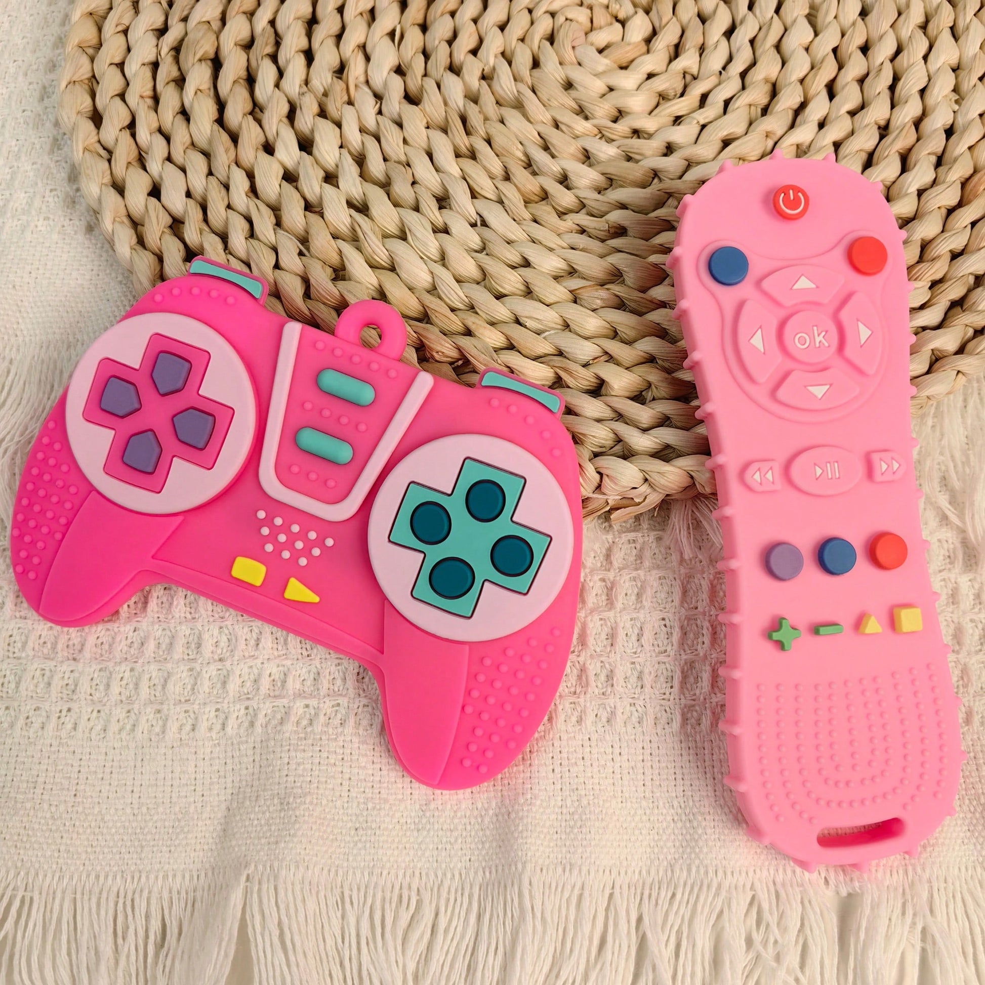 2pcs Silicone Game Controller Shaped Teething Toys, Educational Chew Toys, Teething Stick Chew Toy, Perfect Sensory Chewing Toy For 6-12 Months Babies, Stimulate Baby's Curiosity, Best Gift For Baby