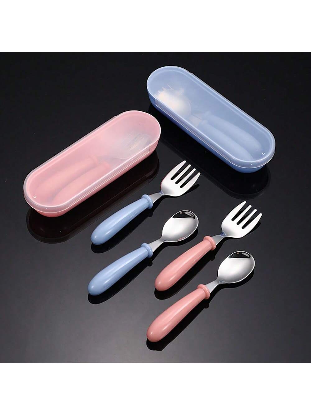 2pcs Stainless Steel Kids Cutlery Set (Spoon & Fork) With Box Packaging, Baby Utensils, Maternity & Baby Gift Set