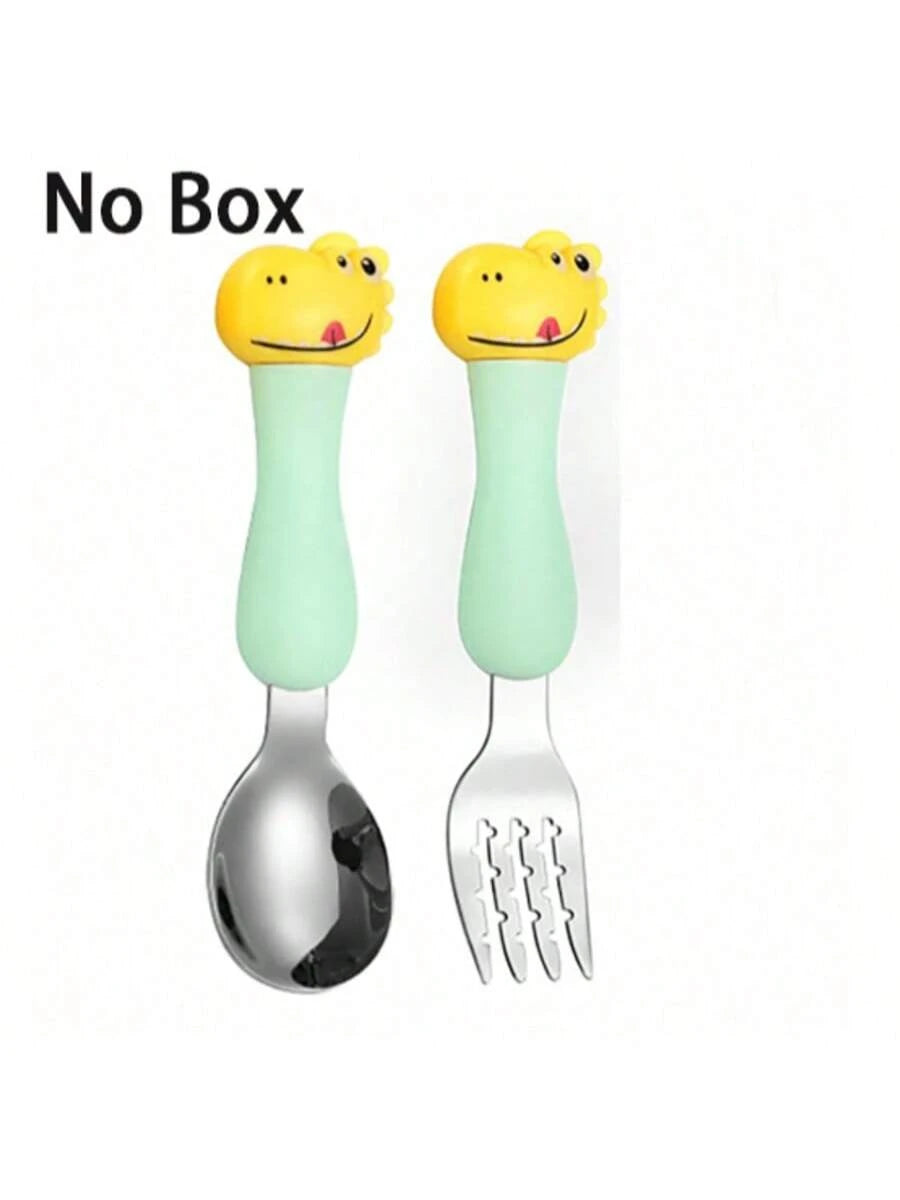 2pcs Stainless Steel Kids Cutlery Set (Spoon & Fork) With Box Packaging, Baby Utensils, Maternity & Baby Gift Set