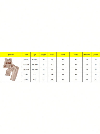 2pcs Toddler Baby Girls Summer Outfits Pants Set Football Embroidery Sleeveless Tank Tops + Plaid Trousers 6M 12M 18M 24M 3T 4T Kids Casual Clothes