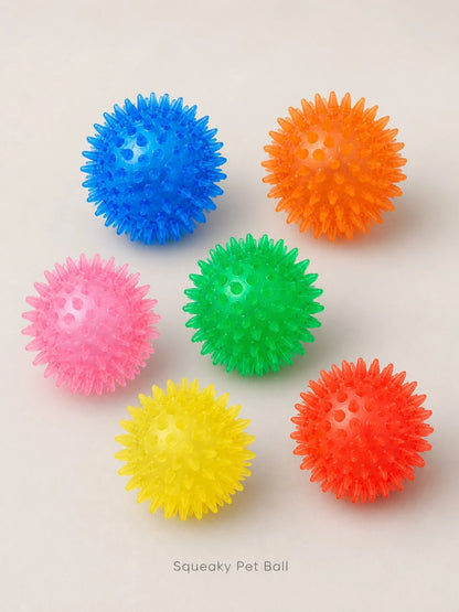 2pcs TPR Spiked Squeaky Dog Balls, Elastic Interactive Chew Toys For Medium & Large Dogs, Textured Fetch Balls For Indoor & Outdoor Play