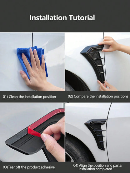 2pcs Universal Car Blade Decorative Sticker, Side Vent Outlet Modification Trim
