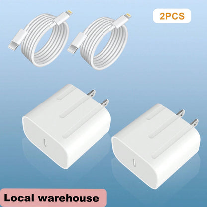 2PCS USB-C Wall Charger With Type-C To Lightning Cable- Fast Charging For I Phone 14/13/12 Series, Local Warehouse