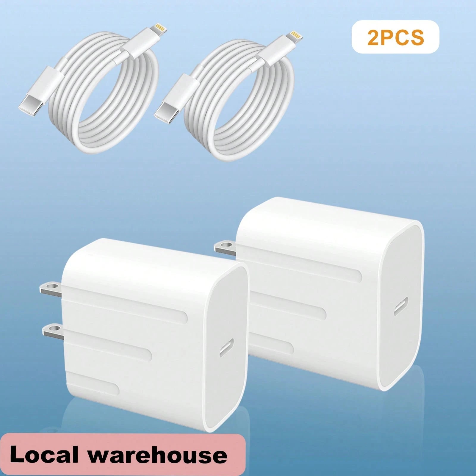 2PCS USB-C Wall Charger With Type-C To Lightning Cable- Fast Charging For I Phone 14/13/12 Series, Local Warehouse