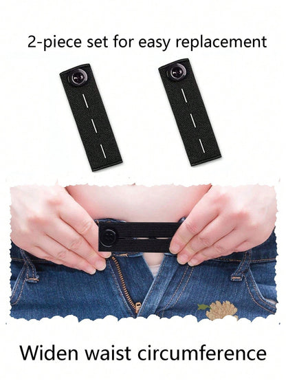 2pcs Waistband Extender Buckle, Elastic Adjustable Pants Extension,Pants Button Extension Belt, Maternity Pants Stretch Button, Adjustable Button Extension Buckle, Suitable For Men And Women