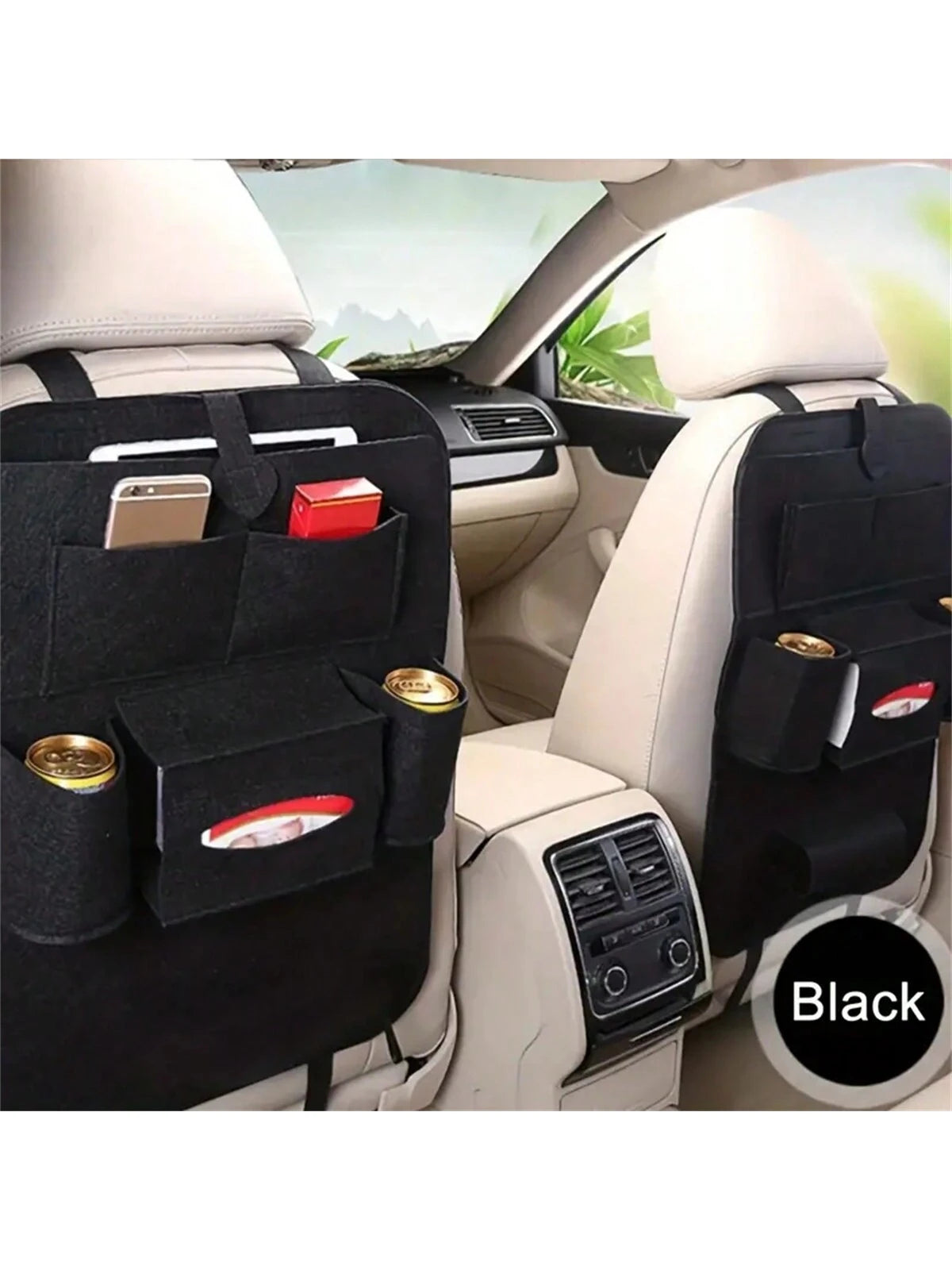 2pcs Waterproof & Durable Car Seat Back Storage Bag, Foldable Rear Seat Hanging Organizer, Universal Car Seat Pocket, Car Accessories Christmas Gift
