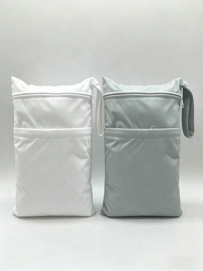 2pcs Waterproof Wet Dry Separation Bags, Double Layer Design, Reusable Diaper Bag And Travel Storage Bag