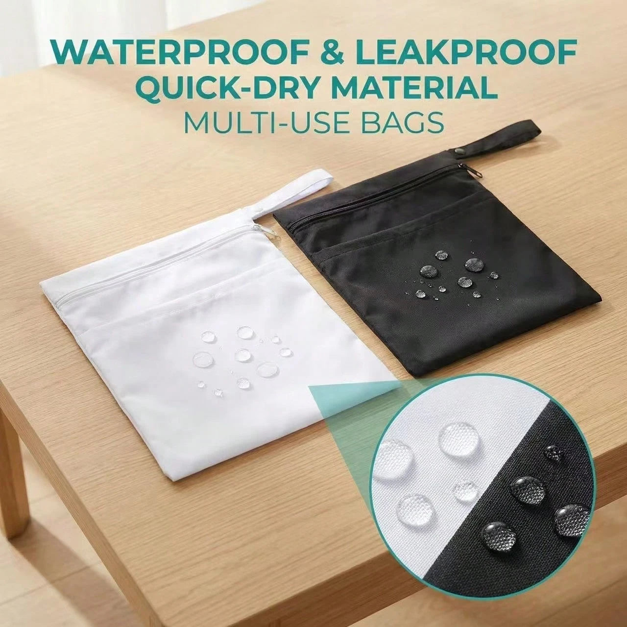 2pcs Waterproof Wet Dry Separation Bags, Double Layer Design, Reusable Diaper Bag And Travel Storage Bag