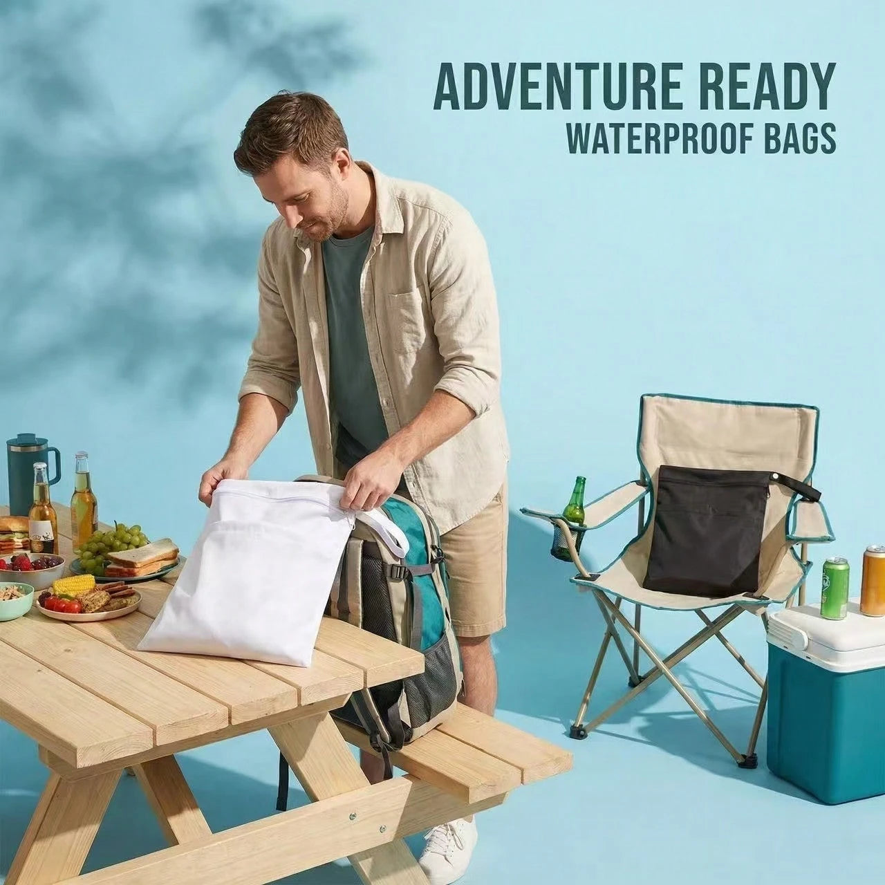 2pcs Waterproof Wet Dry Separation Bags, Double Layer Design, Reusable Diaper Bag And Travel Storage Bag