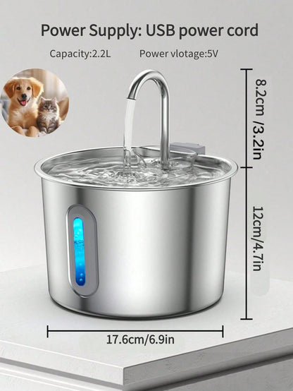 3.2L/2.8L Large Capacity Cat Water Dispenser, 304 Stainless Steel Pet Water Fountain, Circulating Filtered Water, Automatic Water Feeder, Quiet Water Pump, Suitable For Cats And Dogs, Visible Window D