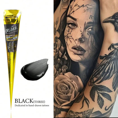 3/4/12 Pack SRVAKK- Tattoo Cream, Brown/Black Temporary Chemica Tattoo, Semi-Permanent Fingerprint Body Ink, Waterproof Chemica Tattoo Cream, Suitable For Body Painting, Temporary DIY Pattern Creati