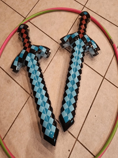 3/4/6pcs Large Unique Weapon Swords, Suitable For Pool, Beach Party Games, Reusable Lightweight Fun Pixel Design Weapon Party Supplies, Outdoor Holiday Decorations