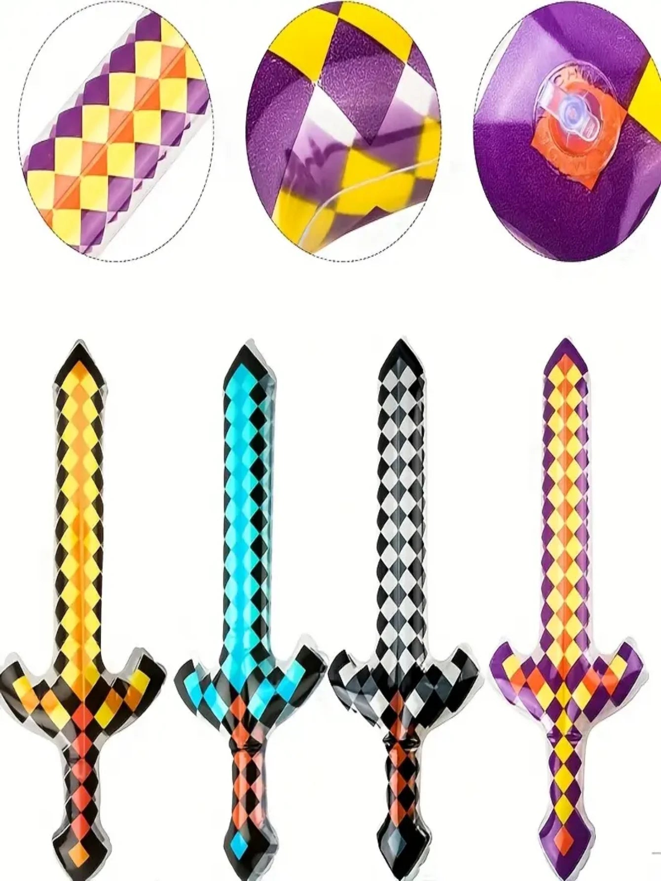 3/4/6pcs Large Unique Weapon Swords, Suitable For Pool, Beach Party Games, Reusable Lightweight Fun Pixel Design Weapon Party Supplies, Outdoor Holiday Decorations