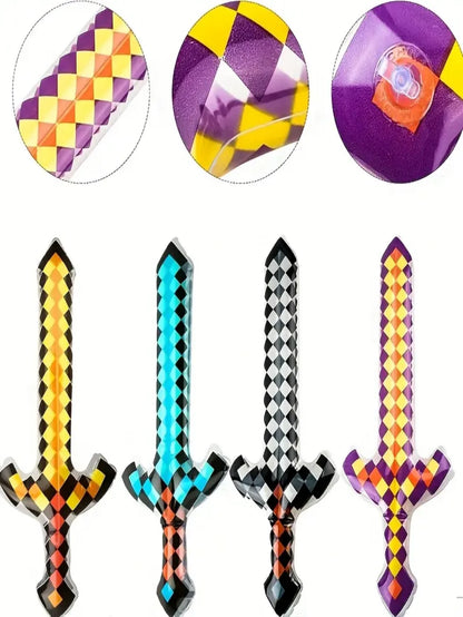 3/4/6pcs Large Unique Weapon Swords, Suitable For Pool, Beach Party Games, Reusable Lightweight Fun Pixel Design Weapon Party Supplies, Outdoor Holiday Decorations