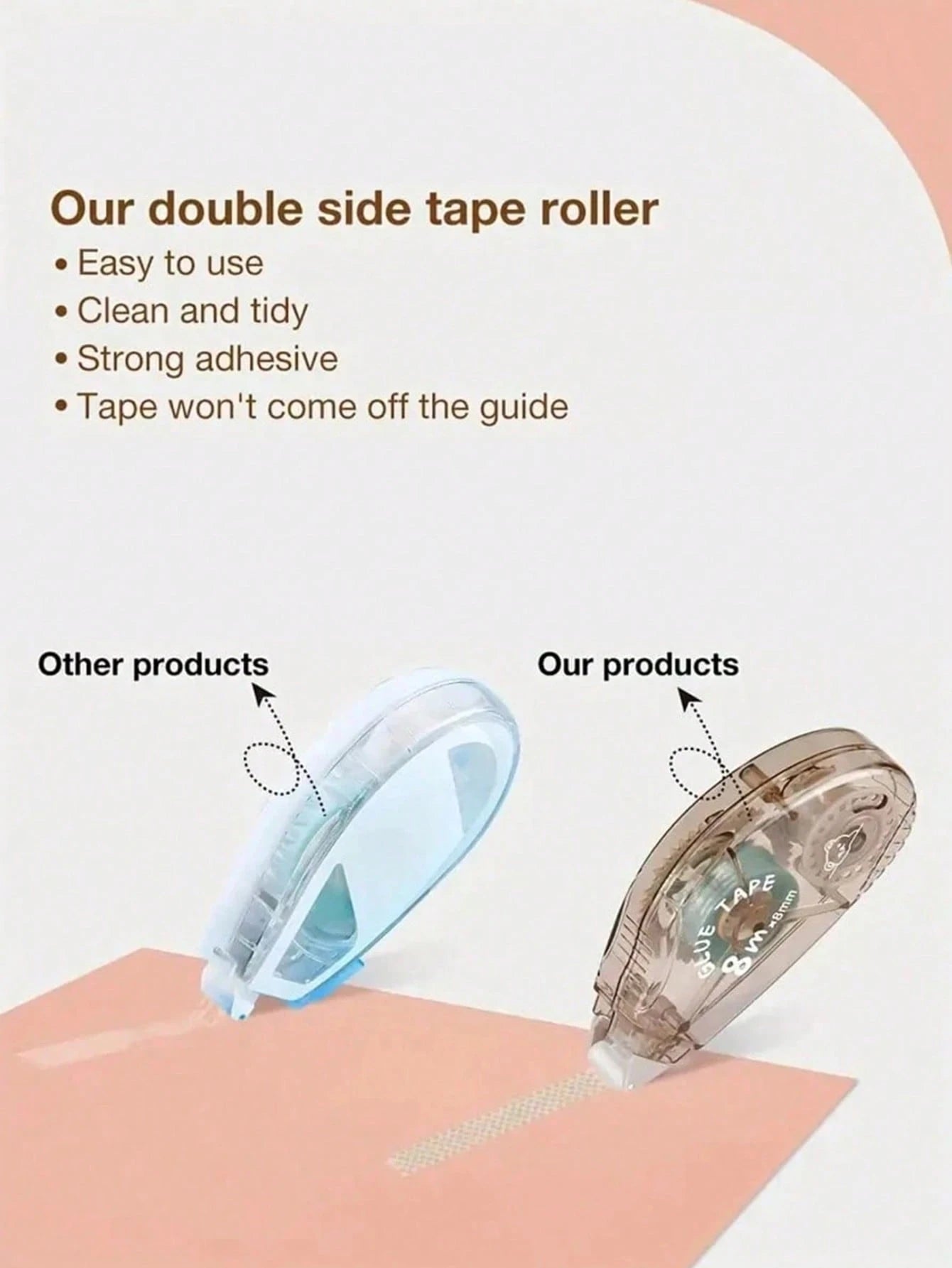 3/6pcs Double-Sided Adhesive Tape Rollers, Handmade Craft Supplies, Double-Sided Tape Rollers Suitable For Handmade, Home, School, Office, Diaries, Etc. (0.31in X 26.25ft)/ (0.23in X 19.69ft)