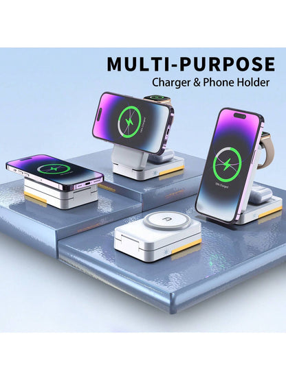 3-In-1 Fast Charging Station, 15W Multi-Function Wireless Charging Stand Compatible With Apple Phones, Watches, Earbuds