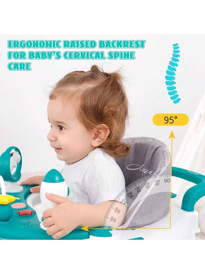 3 In 1 Height Adjustable Baby Walker Can Be Used As Activities Games Board,Dining Table,Old-School Foldable Round Walker