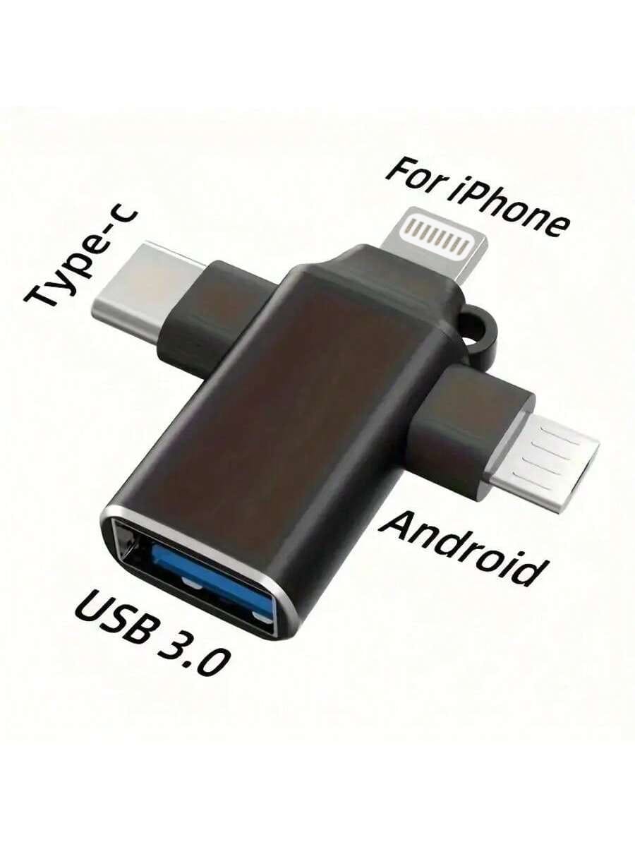 3-In-1 OTG Adapter: Type-C/Micro USB/Lightning To USB 3.0 OTG Converter, USB 3.0 Data Transfer Adapter, No App Required, Suitable For Tablets, Hard Drives, Christmas/Home Gift