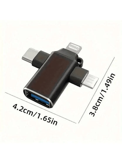 3-In-1 OTG Adapter: Type-C/Micro USB/Lightning To USB 3.0 OTG Converter, USB 3.0 Data Transfer Adapter, No App Required, Suitable For Tablets, Hard Drives, Christmas/Home Gift