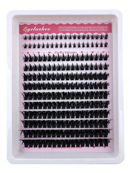 3-In-1 Pointed Tip + 100D + Lower Lash Cluster Lashes, 6-18mm Pointed Tip Lashes, D/DD Lower Lashes, 216pcs Cluster Lashes, Thick Individual Lashes, DIY Pointed Tip Lash Extension, Cartoon Cluster Las