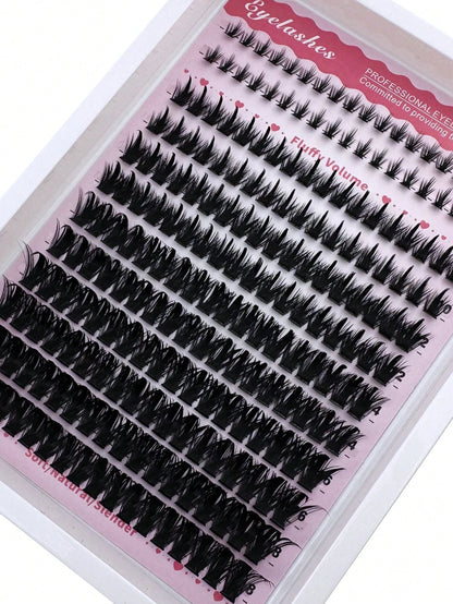 3-In-1 Pointed Tip + 100D + Lower Lash Cluster Lashes, 6-18mm Pointed Tip Lashes, D/DD Lower Lashes, 216pcs Cluster Lashes, Thick Individual Lashes, DIY Pointed Tip Lash Extension, Cartoon Cluster Las