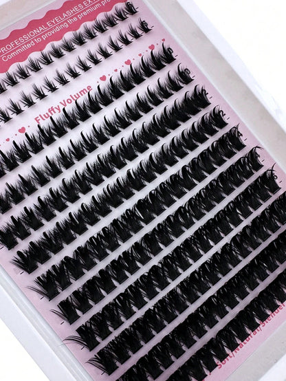 3-In-1 Pointed Tip + 100D + Lower Lash Cluster Lashes, 6-18mm Pointed Tip Lashes, D/DD Lower Lashes, 216pcs Cluster Lashes, Thick Individual Lashes, DIY Pointed Tip Lash Extension, Cartoon Cluster Las