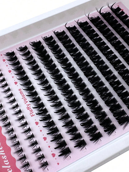 3-In-1 Pointed Tip + 100D + Lower Lash Cluster Lashes, 6-18mm Pointed Tip Lashes, D/DD Lower Lashes, 216pcs Cluster Lashes, Thick Individual Lashes, DIY Pointed Tip Lash Extension, Cartoon Cluster Las