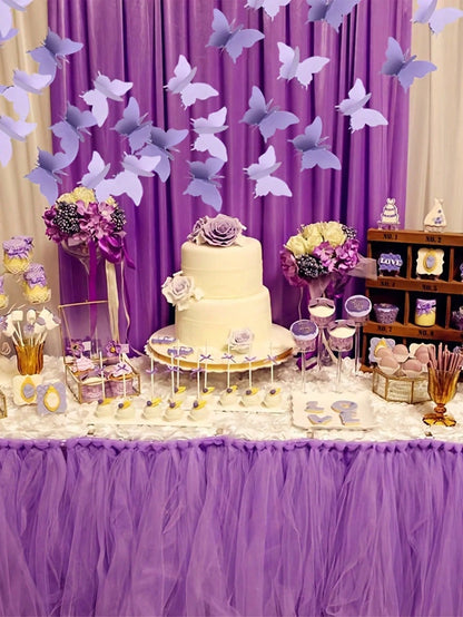 3 Meters 3D Purple Butterfly Garland Decoration, Paper Butterfly Hanging Flags Suitable For Birthday, Baby Shower, Wedding, Bridal Shower, Princess Party Supplies, Home Decor, Room Decor, Birthday Dec