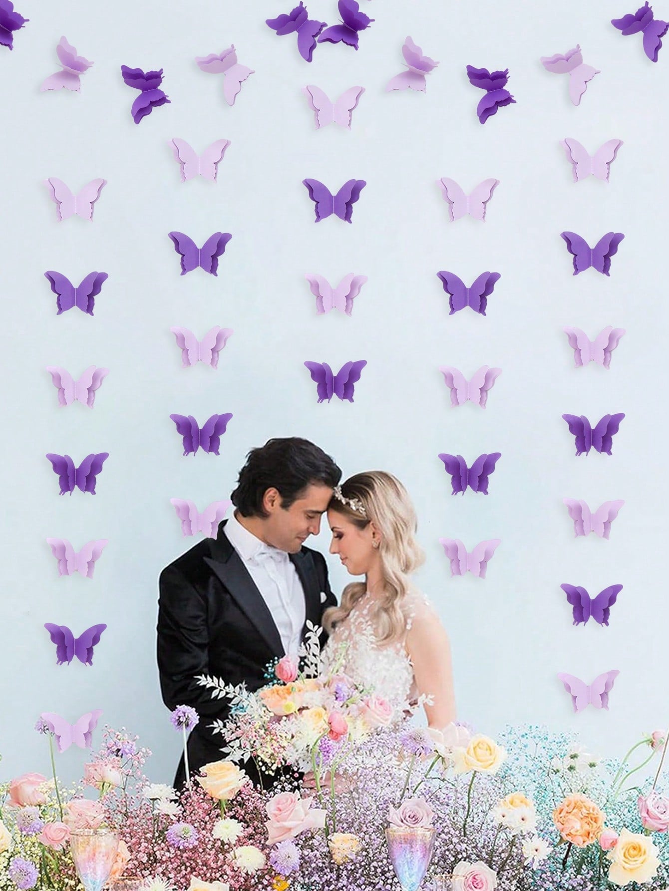 3 Meters 3D Purple Butterfly Garland Decoration, Paper Butterfly Hanging Flags Suitable For Birthday, Baby Shower, Wedding, Bridal Shower, Princess Party Supplies, Home Decor, Room Decor, Birthday Dec