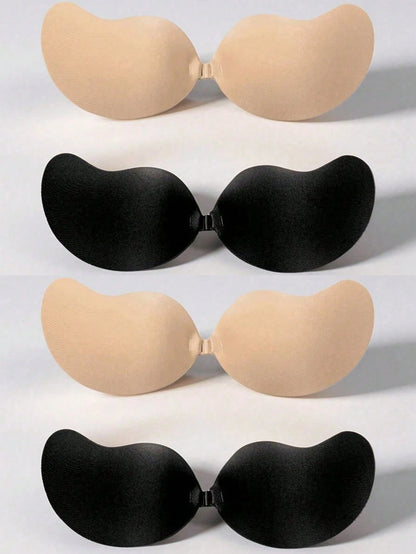 3 Pairs Mango Cup Self-Adhesive Bras, Push-Up Invisible Breast Pads, Strapless Backless Bras, Self-Adhesive Lifting Breast Pads, Front Buckle Push-Up, Mango Shaping Design, Push-Up Lifting For Deep V