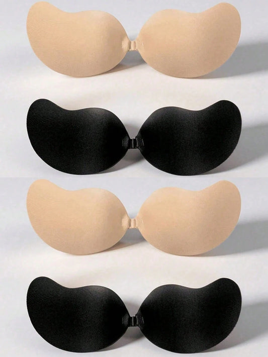 3 Pairs Mango Cup Self-Adhesive Bras, Push-Up Invisible Breast Pads, Strapless Backless Bras, Self-Adhesive Lifting Breast Pads, Front Buckle Push-Up, Mango Shaping Design, Push-Up Lifting For Deep V
