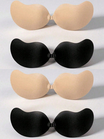3 Pairs Mango Cup Self-Adhesive Bras, Push-Up Invisible Breast Pads, Strapless Backless Bras, Self-Adhesive Lifting Breast Pads, Front Buckle Push-Up, Mango Shaping Design, Push-Up Lifting For Deep V
