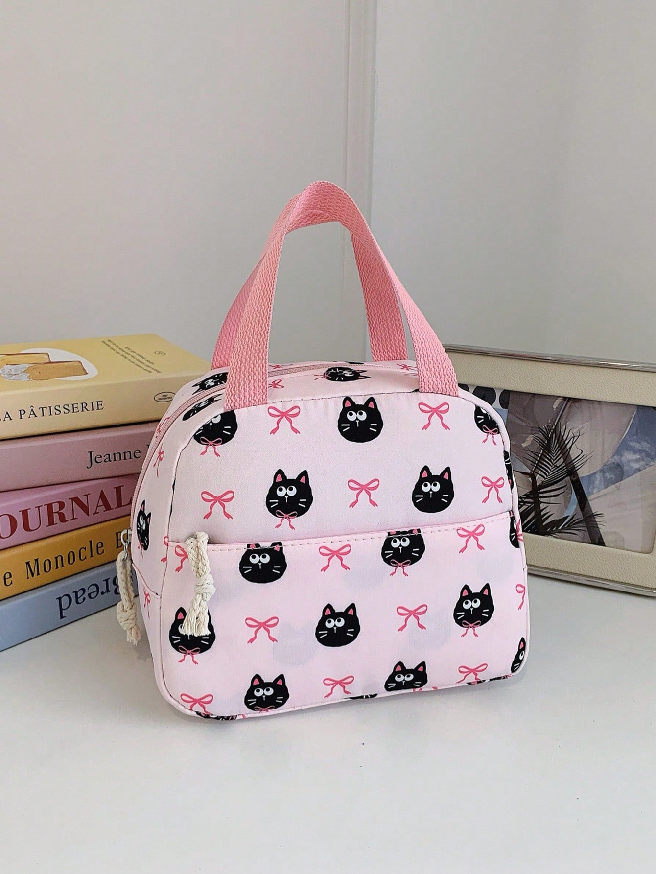 3-Piece Set- Back To School Cute Pet Bow Print Backpack Combination, Includes Backpack, Portable Lunch Bag And Stationery Storage Bag, Built-In Laptop Compartment, Equipped With Adjustable Shoulder S
