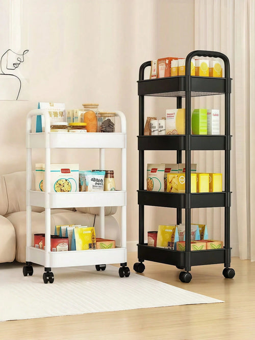 3-Tier Plastic Diaper Cart With Handle And Wheels, Suitable For Nursery, Kitchen, Bathroom, Living Room And Bedside, Easy Assembly, Movable Storage Rack, Multifunctional Storage Cart, Essential For Nu