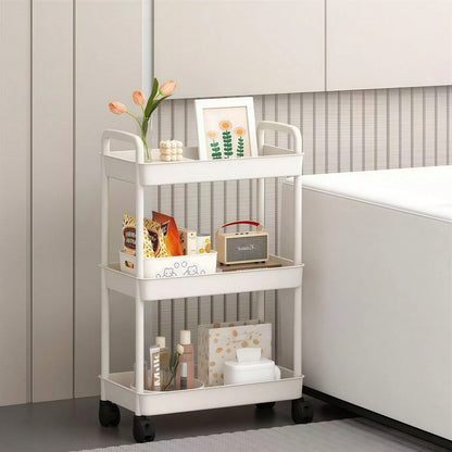3-Tier Plastic Diaper Cart With Handle And Wheels, Suitable For Nursery, Kitchen, Bathroom, Living Room And Bedside, Easy Assembly, Movable Storage Rack, Multifunctional Storage Cart, Essential For Nu