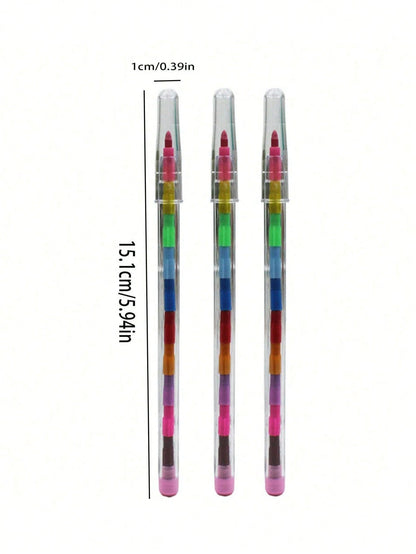 30/20/10/5/1 Pcs Stackable 11-Section Colored Wax Crayons, Student Drawing Crayons & Pencils, Student Stationery, Stackable Coloring Pencils, Back To School Supplies, Kids Gift