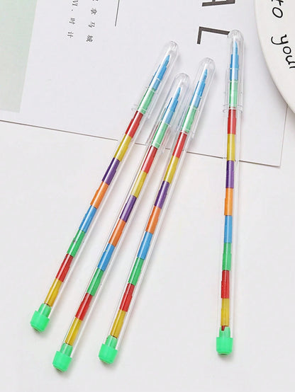 30/20/10/5/1 Pcs Stackable 11-Section Colored Wax Crayons, Student Drawing Crayons & Pencils, Student Stationery, Stackable Coloring Pencils, Back To School Supplies, Kids Gift