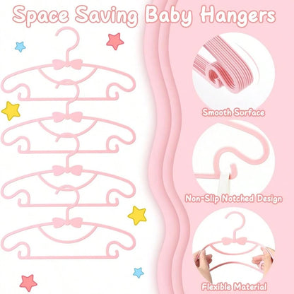 30/20/10pcs Bowknot Baby Hangers Plastic Nursery Wardrobe Hangers Non-Slip Laundry Baby Hangers Suitable For Newborn Toddler Clothing, Ultra-Thin