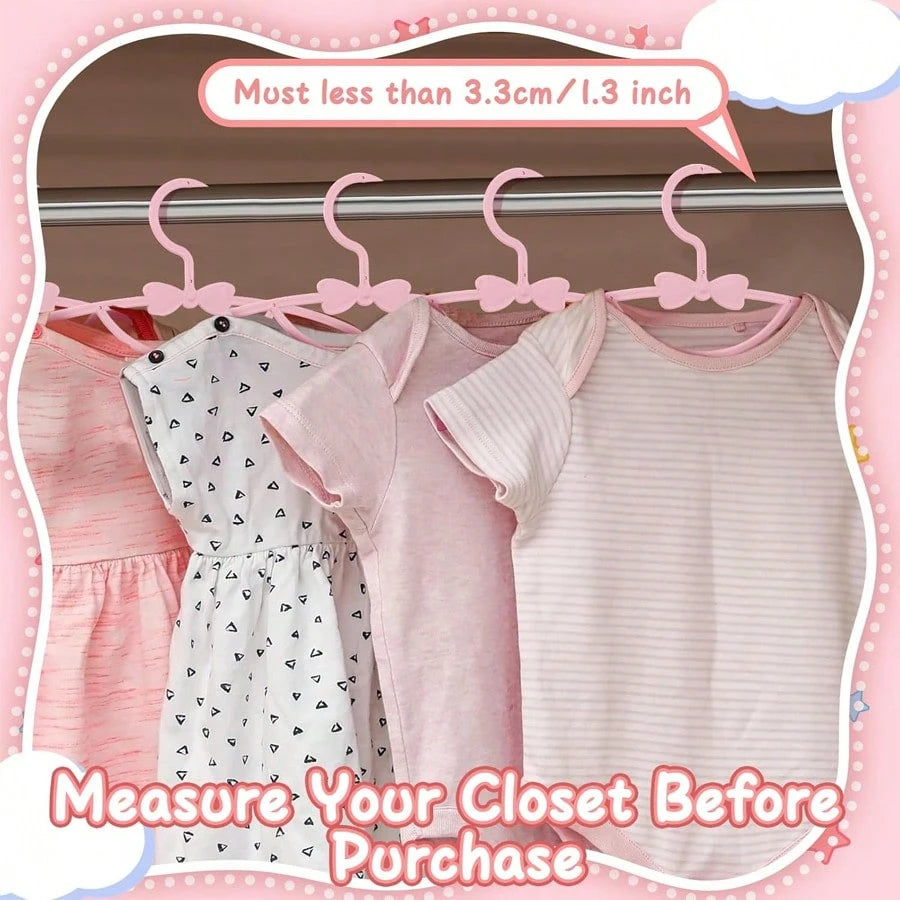30/20/10pcs Bowknot Baby Hangers Plastic Nursery Wardrobe Hangers Non-Slip Laundry Baby Hangers Suitable For Newborn Toddler Clothing, Ultra-Thin