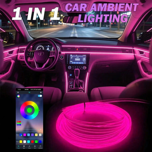 300CM/118.1-Inch Automotive Interior Ambient Lighting Kit, 8-Color Single-Color Light Strip With Music Synchronization Mode/Microphone Mode, USB Powered-5V, Suitable For SUVs And Off-Road Vehicles, P