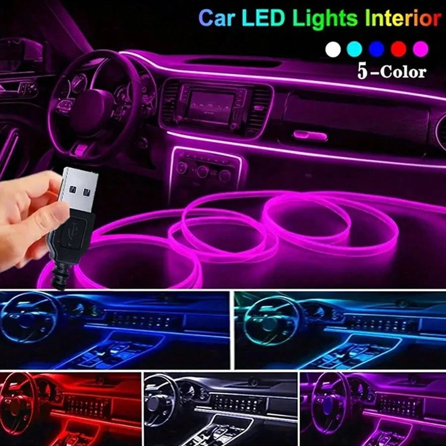300CM/118.1-Inch Automotive Interior Ambient Lighting Kit, 8-Color Single-Color Light Strip With Music Synchronization Mode/Microphone Mode, USB Powered-5V, Suitable For SUVs And Off-Road Vehicles, P