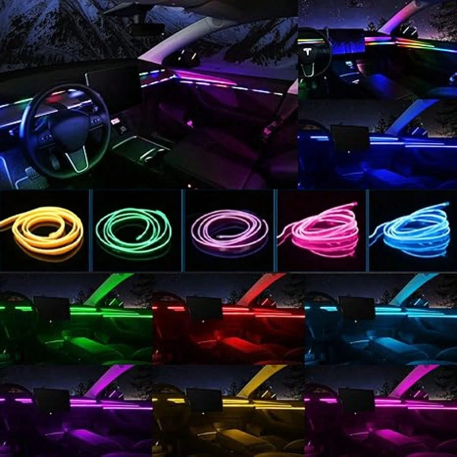 300CM/118.1-Inch Automotive Interior Ambient Lighting Kit, 8-Color Single-Color Light Strip With Music Synchronization Mode/Microphone Mode, USB Powered-5V, Suitable For SUVs And Off-Road Vehicles, P